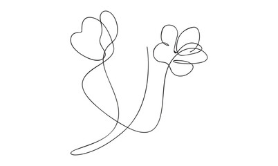 Flower in one line art outline drawing on white background minimal best use for logo