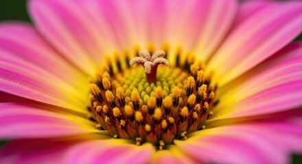 A Close Up View of a Pink Flower with a Yellow Center