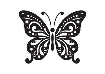 Butterfly Silhouette Black Vector White Background