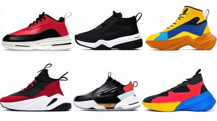 Illustration of cartoon shoes and other colorful sneaker types