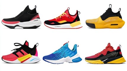 Illustration of cartoon shoes and other colorful sneaker types
