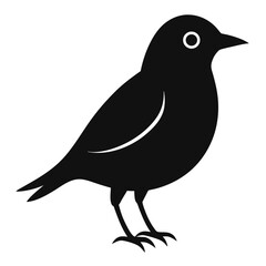 Elegant Bird Silhouette Icon in Black and White