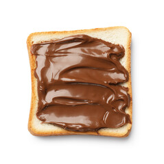 Sandwich with chocolate butter isolated on white, top view