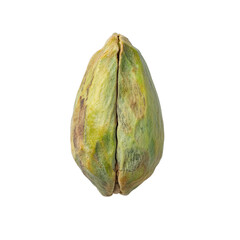 Naklejka premium view of a pistachio nut in its shell, single pistachio nut in its shell, isolated on transparent background