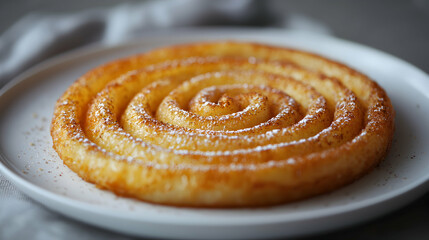 Fototapeta premium Serving Spiral Pastry with Powdered Sugar on Plate for Dessert