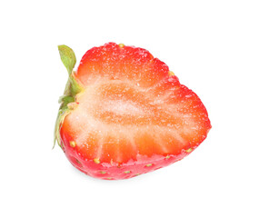 Half of fresh, juicy strawberry isolated on white