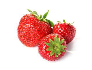 Fresh strawberries isolated on white. Seasonal berries