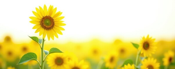 single sunflower bloom against pure white in a field, nature, bloom, sunflowers