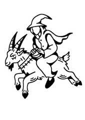Wizard riding a goat, fantasy creature and rider illustration