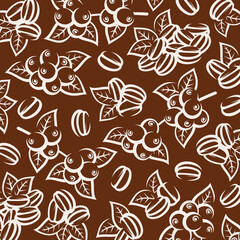 Coffee beans background pattern set. Coffee beans icon. Vector