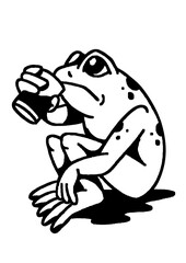 Frog drinking from a can, casual amphibian illustration