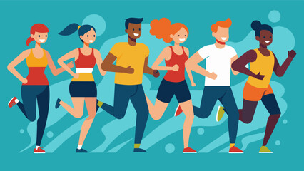 Obraz premium A running group that encourages participants to focus on health and fitness rather than exterior appearances.. Vector illustration