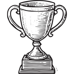 Fototapeta premium Elegant black-and-white sketch of a badminton trophy with classic design