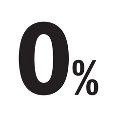 0% Interest Icon – Black Zero Percent Symbol on White Background (Vector)