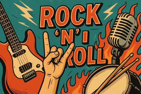 Vintage rock music illustration.