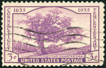 USA - 1935: shows the Charter oak, Connecticut Tercentenary Issue, 1935
