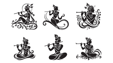 Krishna Playing Flute A Collection of Silhouettes