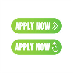 Two green gradient buttons with white text reading apply now one with a double arrow and the other with a click cursor