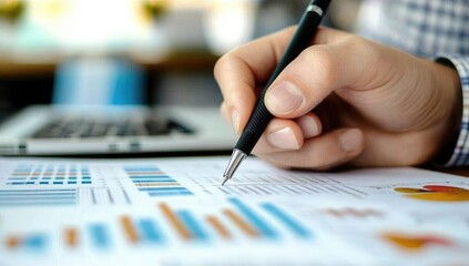 Close-up of a person reviewing financial charts