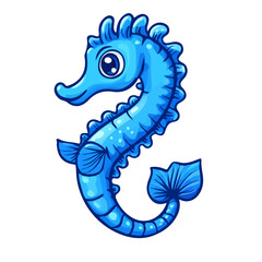 Fototapeta premium Seahorse, cartoon vector illustration, flat 2D isometric style, white background.