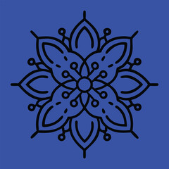 A highly detailed mandala artwork featuring symmetrical floral and geometric patterns, perfect for coloring books, meditation visuals, and artistic decor