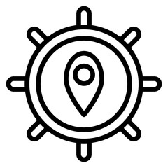 Maritime Navigation Vector Line Icon Design