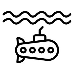 Underwater Research Vehicle Vector Line Icon Design