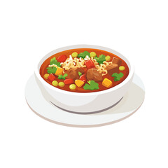 Ropa Vieja, vector graphic, 2D flat isometric cartoon illustration on white background.

