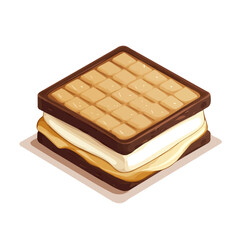 Smores, 2D isometric flat cartoon vector illustration isolated on white background.