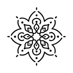 A highly detailed mandala artwork featuring symmetrical floral and geometric patterns, perfect for coloring books, meditation visuals, and artistic decor