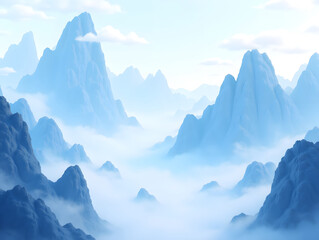 Obraz premium Chinese style poetic clouds, mist, rivers and mountains, beautiful scenery, landscapes, solar terms illustrations