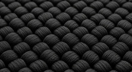 Fototapeta premium Dark Black Braided Carpet Texture Soft Loop Pattern Interior Design