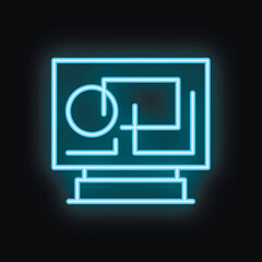 Neon blue planning strategy business icon vector illustration background