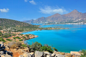 Beautiful  view at Mirabello bay and town of Elounda, Crete, Greece