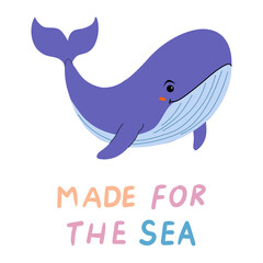 Colorful cartoon whale illustration emphasizing a playful underwater theme for summer activities or educational content