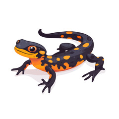 Salamander, vector graphic, 2D flat isometric cartoon illustration on white background.
