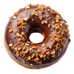 Fototapeta premium chocolate donut with chopped nuts isolated