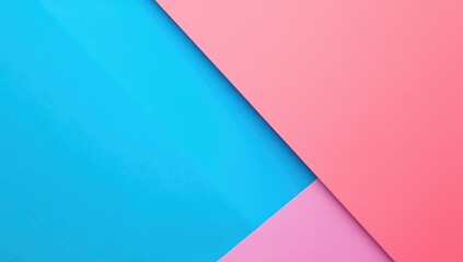 Abstract geometric shapes formed by overlapping vibrant colors.  A vibrant  blue, a soft pink, and a light, slightly desaturated, pinkish-red,  create a  clean, modern, and simple design