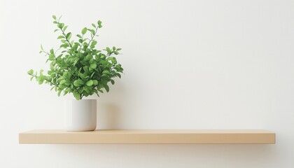 Fototapeta premium Mock-Up Of A Plant On A Shelf. This Realistic Design Template Showcases A Plant Decoration Displayed On A Shelf In A Professional Setting.