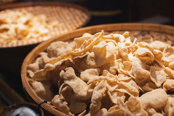 Thai cornflakes in wicker dish