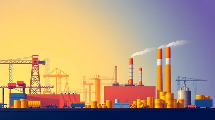 Obraz premium illustration of industrial building and money