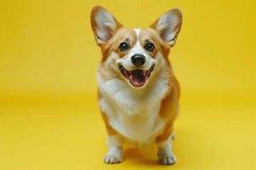 Corgi Charm Against Soft Yellow Backdrop