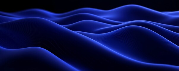Fototapeta premium Abstract Blue Waveform Mesh,Digital Landscape, 3D Rendering ,waveform, 3d render