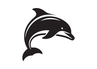 Naklejka premium Dolphin Silhouette Black Vector White Background