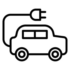 Electric Car Vector Line Icon Design