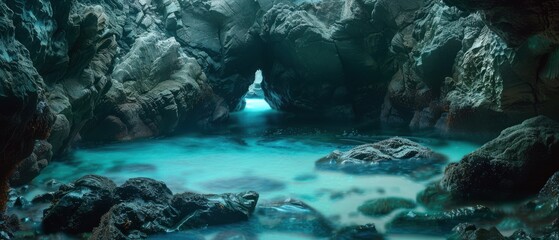 Bioluminescent Beauty by the Rocky Coastline
