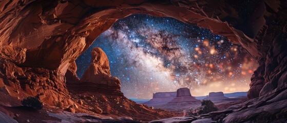 Captivating Canyon Arches Under Starry Sky