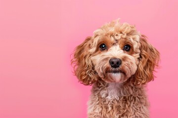 Charming Cockapoo on Bubblegum Pink Background