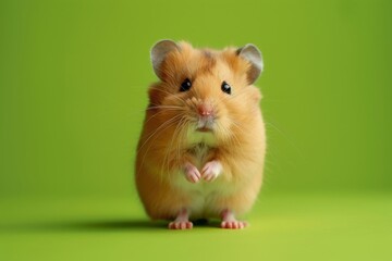Charming Hamster on Vibrant Green Background for Ads