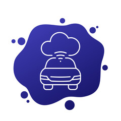 cloud technologies for a car line icon, vector